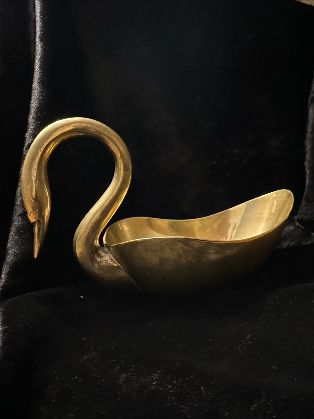 Silver or Brass 7” Swan Decorative Trinket Accent Bowl Marked EPNS INDIA